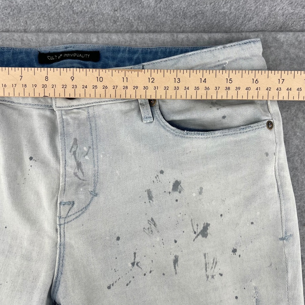 Cult of Individuality Zen Midrise Skinny Jeans Light Wash Paint Splatter - Picture 5 of 16